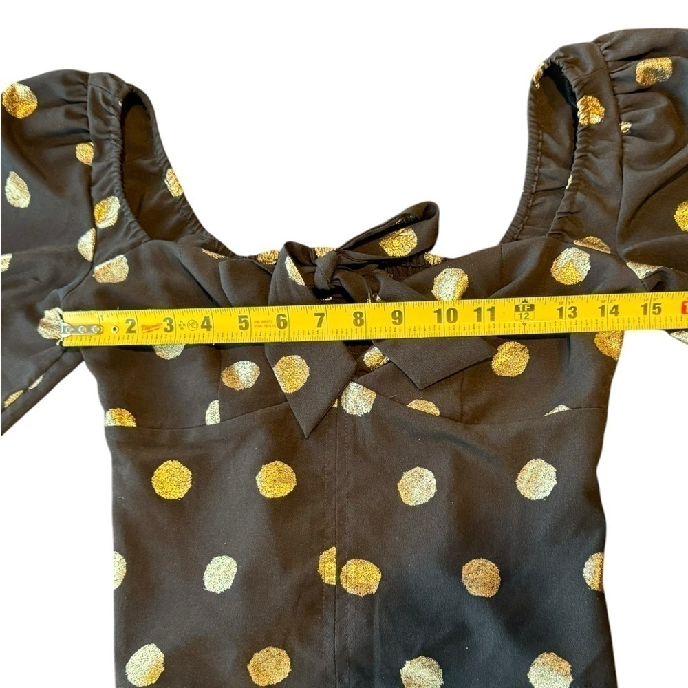 Urban Outfitters Rosalind Puff Sleeve Top Black and Gold Womens Size Small - Picture 7 of 13